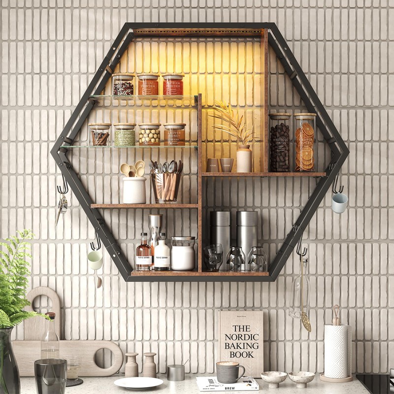 Saudism Floating Shelves with Lights, Led Shelves for Wall, Gaming