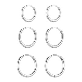 Hoop Earrings Silver 925 for Women Small Hoop Earrings Gold-Plated Rose Gold Hypoallergenic Earrings Hoop Earrings, Sterling Silver