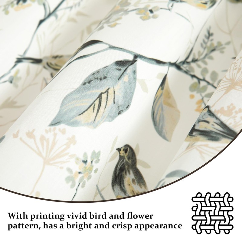 VOGOL Linen Textured Throw Pillow Covers, Grey Sparrows Print Soft