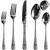 Fivent Floral Damask Rose Black Cutlery Set - 20 pcs