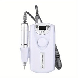 LAMJAD Electric Nail Drill，Professional 30000 RPM Mobile Drill for Acrylic Nails，Rechargeable Electric Nail File Machine Kit for Home Use，Salon Quality，Portable & Low Noise. (White)
