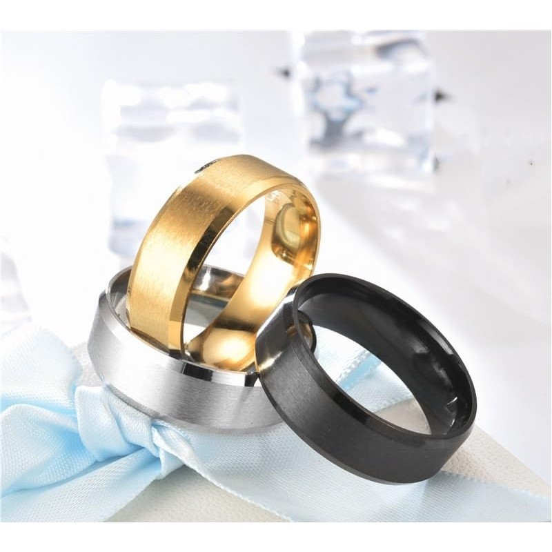 Titanium Steel Matte Black Ring Wedding Engagement Anniversary (Black, 9)