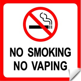 No Smoking Sign Stickers 8 x 8 Inches Indoor & Outdoor Use Pack of 8 White