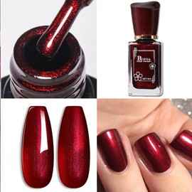 ASMAYSA Pearl Burgundy Gel Nail Polish, Air Fast Drying Wine Red Nail Polish, Shimmer Dark Red Nail Polish for Women, Maroon Nail Polish Gel For Girls, Long Lasting Glitter Deep Red Nail Polish, 14ML