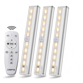 LDOPTO Battery Operated Lights Wireless Under Cabinet LED Closet Lighting Under-Counter Light fixtures Without Wiring with Remote/Touch Control for Kitchen Shelf Hallway Stairs, 3 Colors 3 Pack