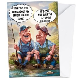 Secret Fishing Spot Birthday Cards for Men - Humour Card, A5 Size 14.8cm x 21cm
