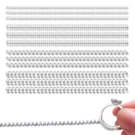 Ring Size Adjuster for Loose Rings - 12 Pack, 4 Sizes, Invisible Spiral Silicone Tightener Set with Polishing Cloth for Women and Men