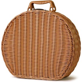 QRZLP Wicker Storage Basket, Round Vine Weaving Storage Handbag with Hand Small Suitcase Retro Weaving Vine Weaving Carrying Case Gift Box. (S)