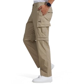 FREE SOLDIER Mens Hiking Pants Convertible Waterproof Lightweight Quick Dry Zip Off Cargo Pants(Mud34W x 32L)