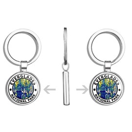 HJ Media Round Everglades National Park (rv Travel Florida Gators) Metal Round Metal Key Chain Keychain Ring