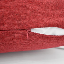 Burgundy Red Linen Textured Throw Pillow Covers Square Soft Solid Color Decorative Pillowcase Set Cushion Case for Sofa Bedroom Car 2 Pieces 18" x 18"