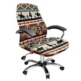Cadowhimsy Aztec Tribal Geometric Cowboy Print Office Chair Cover Anti-Dust Swivel Chair Slipcover Washable Computer Chair Protector for Armchair Home Office Decor, Large