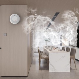 Runidur Smoke Detector, Built-in 10-Year Battery Photoelectric Smoke Fire Alarm for Home with LED Indicator & Silence Button, 1 Pack