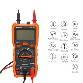 RICHMETERS RM113D NCV Digital Multimeter 6000 Counts Auto Ranging AC/DC Voltage Temperature Measuring Meter Flash Light Backlight Large Screen with Magnetic Suction