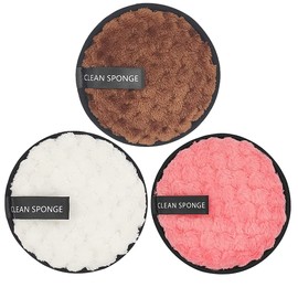 Pack of 3 Washable Make-Up Pads, 12 cm Make-Up Pads, Microfibre, Reusable Makeup Remover Sponges for Facial Cleansing, Skin Care