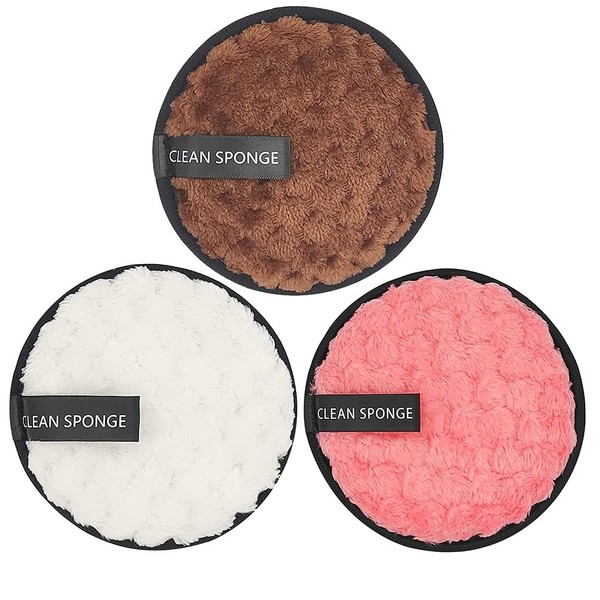 Pack of 3 Washable Make-Up Pads, 12 cm Make-Up Pads,