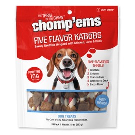 CHOMP 'EMS Five Flavor Kabobs Dog Treats - Beefhide Chewstick - High Protein Dog Chews, 2 Pack