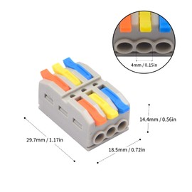 Duttek Electrical Wire Connectors Nuts Kit 5Pcs,3 in 3 Out Compact Splicing Wire Connectors with Colored, for Quick Connect 28-12 AWG