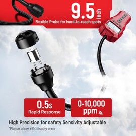 Gas Leak Detector, Combustible Gas Detector for Home, Audible, Vibration and Visual Alarm, Rechargeable, TFT Color Display, 0-10000PPM, Locat Propane, Methane, and Butane for Home and RV