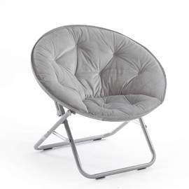 Urban Shop Micromink Foldable Saucer Chair, Grey