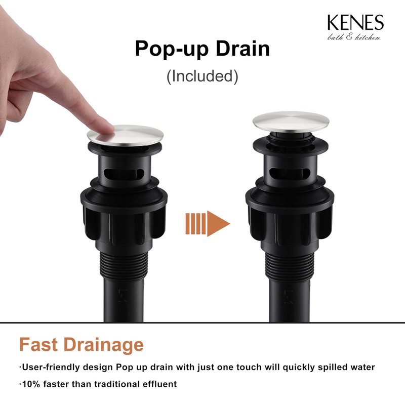 KENES Single Handle Bathroom Sink Faucet, Brushed Nickel Vanity Faucet