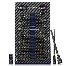 Facoow 6“ Long Impact Nut Driver Set, 18pcs Color Corded Extra Long Nut Drivers Set,Metric&SAE Magnetic Nut Drivers Set for for 1/4" Impact Shank Drivers&Drills with 1/2"&3/8" Impact Wrench Adapters