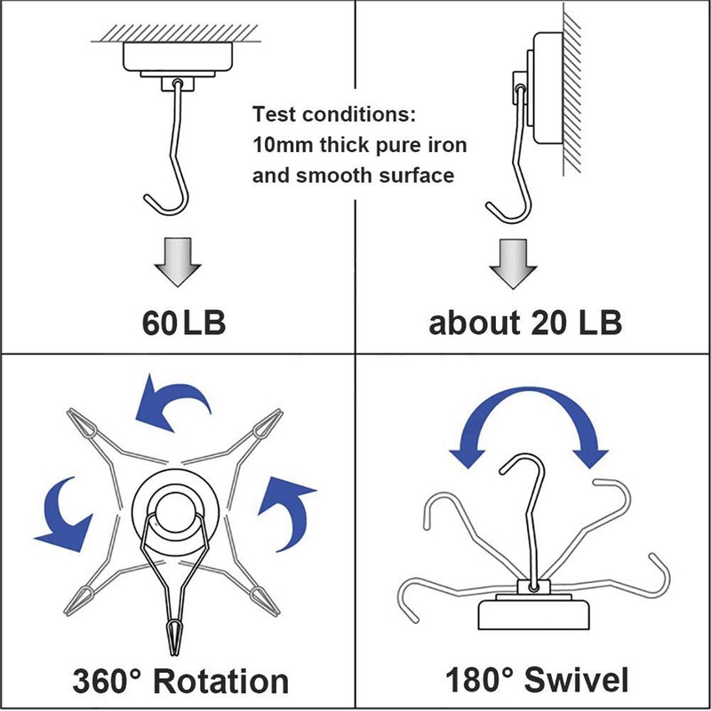 6Pcs Swing Magnetic Hook Set No Drilling Need Decorative Beautiful