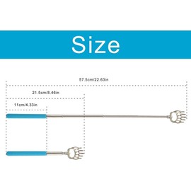 ElloLife Stainless Steel Back Scratcher, 4 Pieces, High Quality Scraper with Soft Rubber Handle, Extendable Shank, Metal and Telescopic Back Scratcher to Relieve Head and Back