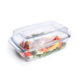 Rectangular Tempered Glass Casserole Dish, Tempered Glass Baking Dish with Glass Cover. Oven, Freezer and Dishwasher Safe.- 3 Liter