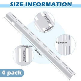 Tandefio 4 Pcs 12 inch Dual Track Upright Wall Shelving System with Notched Design Standard Adjustable Shelf Bracket Rail Heavy Duty Track Wall Support System Shelf Pilaster Strip for Hang Track