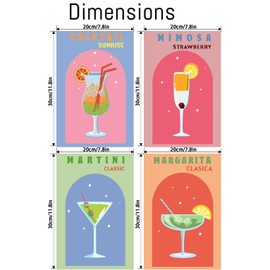 tigdtiu 4 Pack Paint by Numbers Kit for Adults Beginners,DIY Acrylic Paint by Number Framed,Cocktail Adults Paint by Number Kits Framed Canvas,Home Wall Decor 7.8x11.8inch