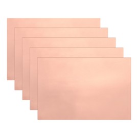 MECCANIXITY Double-Sided Conductive Copper Foil Sheets 300 x 200 x 0.05mm High Conductivity Copper Foil Tape for Guitar Grounding, Stained Glass, Electronics, Crafts 5 Pcs