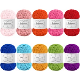 Maxee Crochet Yarn 500 g (50 g x 10 Colours), Acrylic Wool for Knitting, Yarn for Crochet and Knitting, hand-knitting yarn Set, Cotton Yarn for Crochet, Wool for Knitting and Crafts