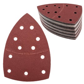 Pack of 50 Sandpaper Triangle Sanders 11-Hole Sanding Pads 120 Grit Velcro Sandpaper Mouse Sandpaper Sanding Sheets for Triangle Sanders 155 x 108 mm