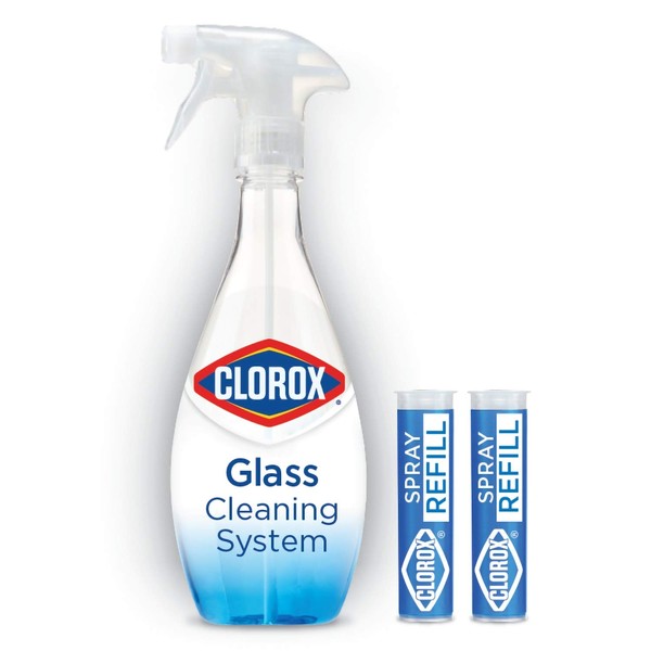 Clorox Clorox Glass Cleaning System, 1 Reusable Bottle 2 Refills (Packaging May Vary), 0.66 Fl Ounce