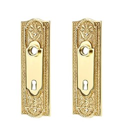 Door Escutcheon Keyhole Cover Back Plate Solid Brass 7 1/4" Long Antique Decorative Beaded Door with Keyhole Cover Tarnish Resistant Lacquered Door Plate | Renovators Supply Manufacturing Pack of 2