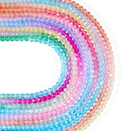 Beadthoven 800pcs 6mm Faceted Rondelle Glass Beads Transparent Briolette Spacer Beads Glass Crystal Beads Loose Mix Gemstone Beads Spacers Strands Jewelry Making DIY Accessories Bracelet Necklace