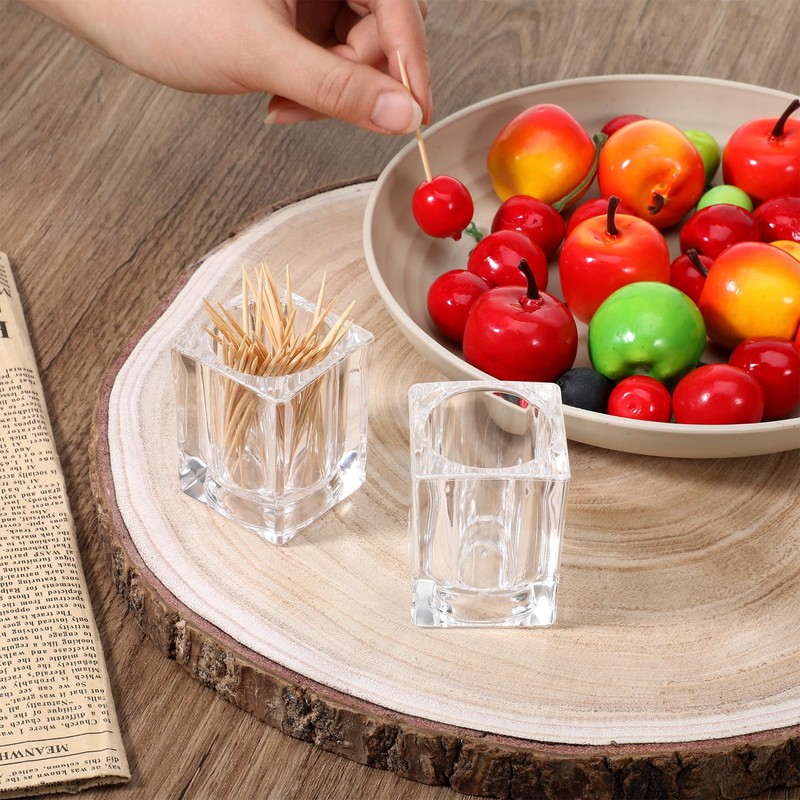 Ezymivs 2PCS Cocktail Pick Holder, Clear Acrylic Toothpick Holder Rhombu