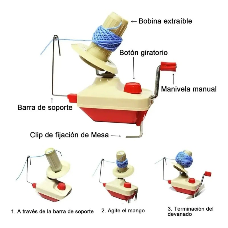 Kit Devanadora De Estambre Manual Bobinadora De Bolas Hilo