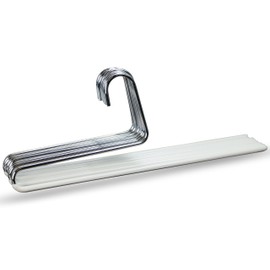 Mawa by Reston Lloyd Reverse Hook Trouser Series Non-Slip Space-Saving Clothes Hanger with Single Rod for Pants, Style KH/35U, Set of 10, White