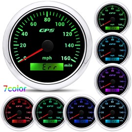 ARTILAURA GPS Speedometer Car 7 Color Boat GPS Speedometer 3-3/8" 85mm 160MPH Gauge 9-32V for Universal AUTO Motorcycle Marine Truck (Black)