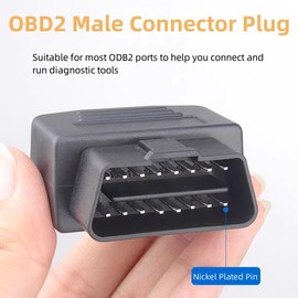 2Pcs 16 Pin OBD2 Male Connector Plug with Screws, Automobile OBD2 Connector Diagnostic Tool Adapter Car Accessories for OBD Extension Cord