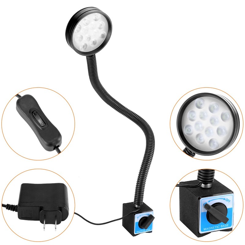 QWORK Magnetic Light, 1200 Lumens Led Machine Light, 110V-220V 12W