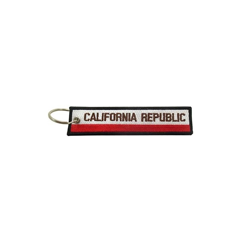Llavero de la bandera de California, 100% bordado, Blanco, Universal