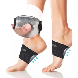 VEGPOET - 젤 패드가 있는 구리 아치 지지대/팔 평평한 발 (남성 및 여성 1쌍 블랙) VEGPOET - Copper Arch Support with Gel Pad Flat Feet Insoles (1 Pair for Men and Women Black)