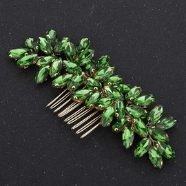 Teyglen Bride Rhinestone Wedding Hair Comb Green Crystal Hair Comb Bridal Headpiece for Wedding Hair Piece Shiny Side Comb Hair Accessories for Women Christmas Party