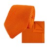 THE GENTS LAB 100% Polyester Knitted Tie & Pocket Square Sets - Many Colours (Orange)