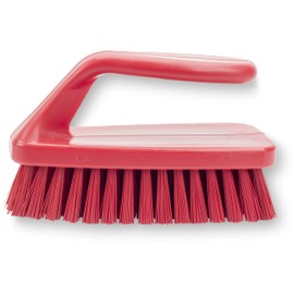 SPARTA Scrub Brush with Iron Shaped Handle and Stiff Bristles, Heavy Duty Scrubber Brush for Kitchen, Bathroom, Shower, Tile, Sink, Carpet and Bakepans, Polypropylene, 6 Inches, Red