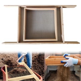 YYRZZ Sifter for Garden, 2Pcs Hand Held Multi-Purpose Stainless Compost Soil Screen Dirt Cedar Stainless Garden Sifter Sieve for Compost, Sand Rocks Dirt and Potting Soil（2/5"+1/4"）