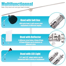 Studio Heavy Duty C Stand Boom Arm Professional Boom Arm Rod Durable Century Stand Tripod Stand Boom Arm with 1/4" and 3/8" Spigot for Film Shooting Photo Photography, Chrome Plated Steel, 127cm/ 50"